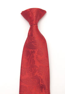 Red Paisley Clip on Tie by Van Buck