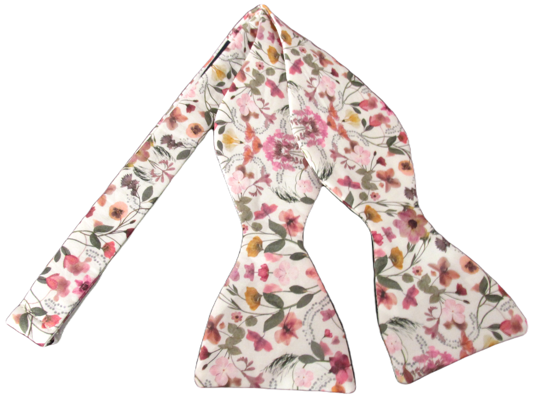 Aurora Ivory Self Tie Bow Tie Made with Liberty Fabric