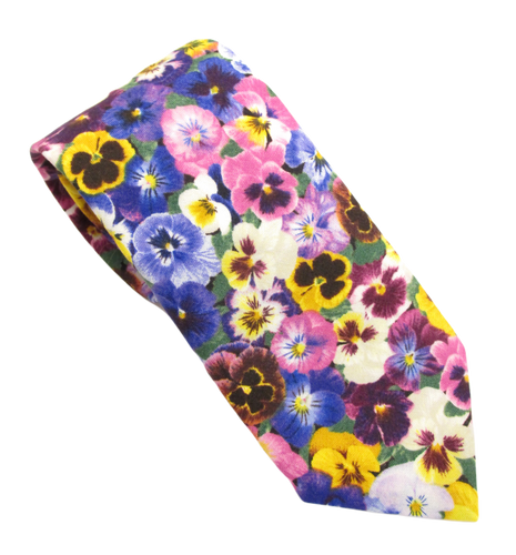 Floral Pansy Cotton Tie by Van Buck
