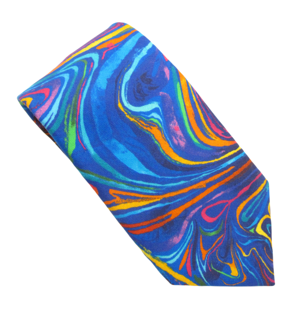 Multicoloured Swirl Cotton Tie by Van Buck