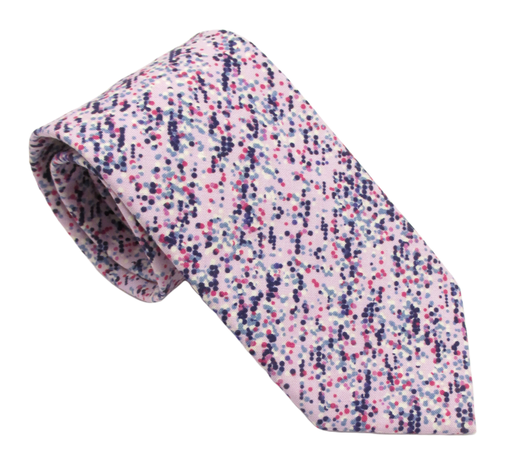 Pink Dot Storm Cotton Tie by Van Buck