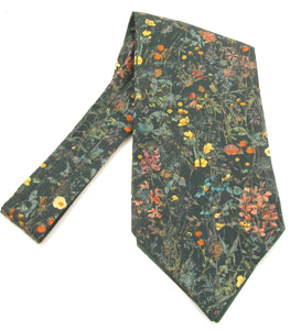 Wild Flowers Green Cotton Cravat Made with Liberty Fabric
