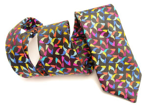 Limited Edition Black with Multicoloured Kaleidoscope Silk Tie by Van Buck