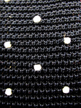 Navy Blue Knitted Tie with White Embroidered Dots by Van Buck