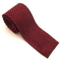 Burgundy Knitted Marl Silk Tie by Van Buck