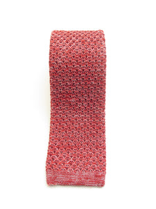 Red Knitted Marl Silk Tie by Van Buck