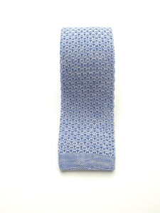 Sky Blue Knitted Marl Silk Tie by Van Buck
