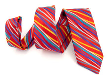 Limited Edition Red with Multicoloured Stiped Silk Tie by Van Buck