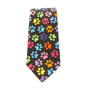 Multicoloured Paw Print Cotton Tie by Van Buck