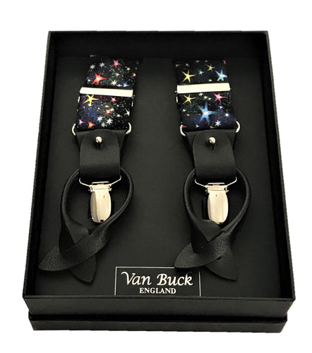 Multi Stars Party Trouser Braces by Van Buck