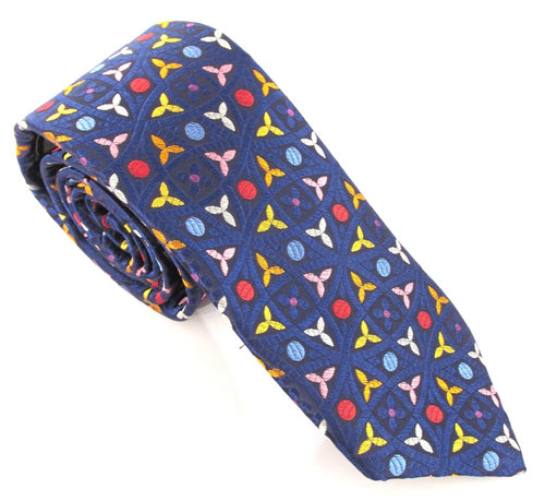 Limited Edition Navy Blue Kaleidoscope Silk Tie by Van Buck