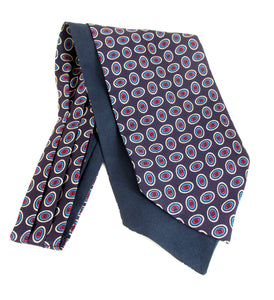 Navy Blue with Neat Ovals Fancy Silk Cravat by Van Buck