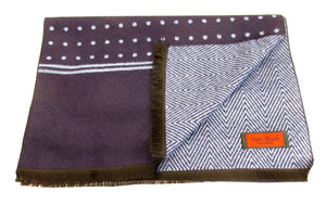Navy Blue Herringbone and Spot Reversible Scarf & Floral Socks Gift Set