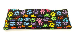 Face Mask Pleated Multi-Coloured Paw Prints