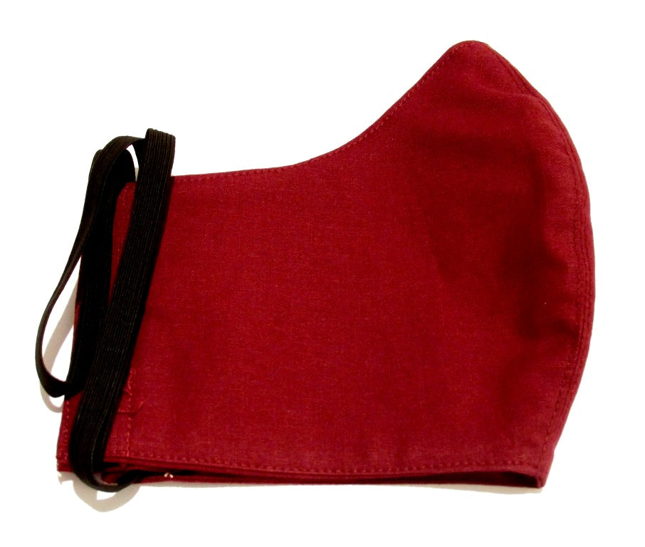 Plain Wine Red Cotton Face Covering - Plain Wine Red Mask- Stylish Face ...