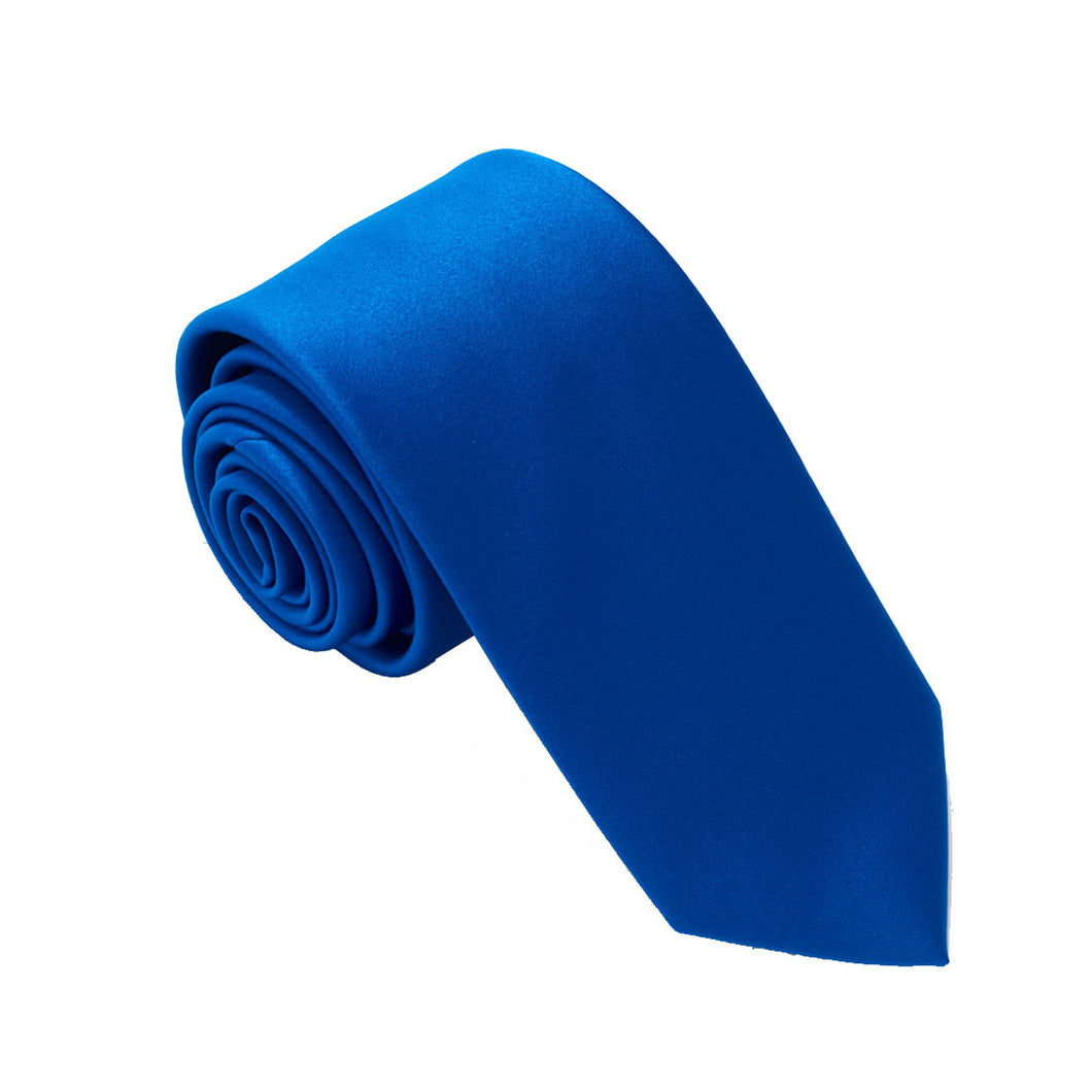 Slim Royal Blue Satin Wedding Tie By Van Buck 