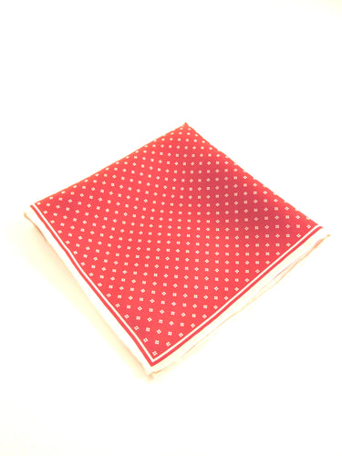 Red and White Small Diamonds Silk Fancy Pocket Square by Van Buck