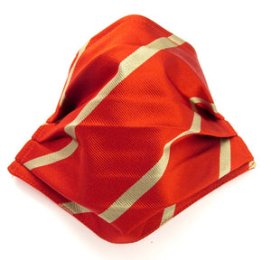 Red & Cream Stripe Pattern Silk Face Covering / Mask
