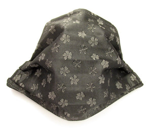 Grey Floral Pattern Silk Face Covering / Mask