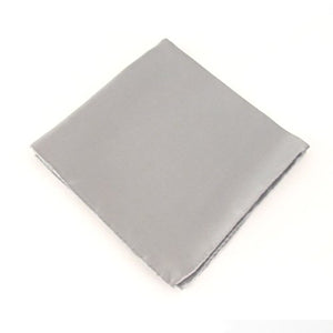 Silver Plain Silk Pocket Square by Van Buck