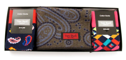 Brown Reversible Scarf & Geo Paisley Socks Gift Set