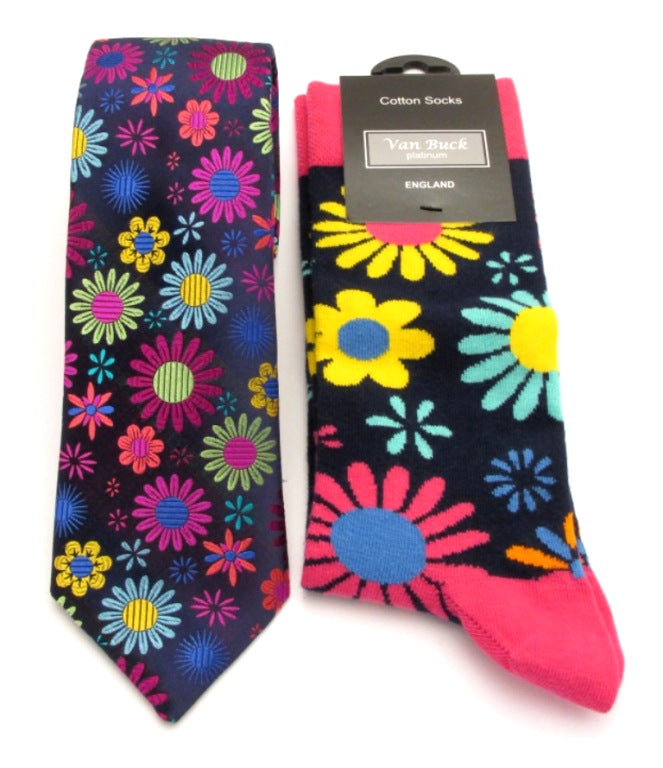 Van Buck Limited Edition Flower Silk Tie & Socks Gift Set