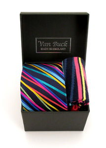Van Buck Limited Edition Multi-Coloured Stripe Silk Tie & Socks Gift Set