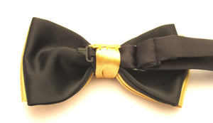 Gold & Black Satin Two Tone Bow Tie by Van Buck
