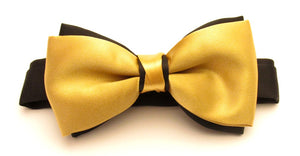 Gold & Black Satin Two Tone Bow Tie by Van Buck