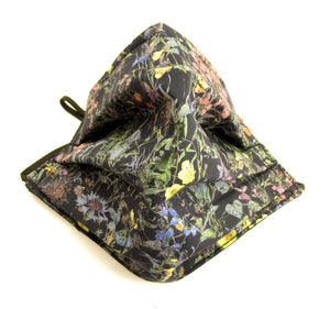 Face Mask Pleated Wild Flowers Navy Made with liberty Fabric