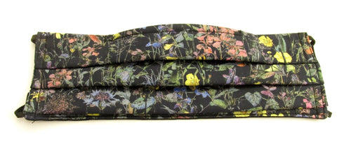 Face Mask Pleated Wild Flowers Navy Made with liberty Fabric 