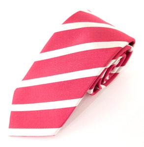 Striped Cerise Pink With White Silk Tie