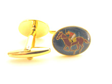 Gold Horse Racing Novelty Cufflinks by Van Buck