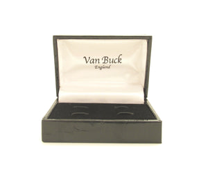 Silver Brushed Oval Cufflinks by Van Buck