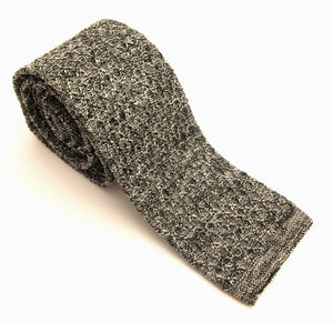 Grey Knitted Marl Silk Tie by Van Buck