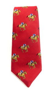 Bright Red Horse Racing Silk Tie by Van Buck