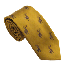 Gold Standing Stag Country Silk Tie by Van Buck 
