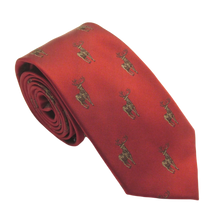 Red Standing Stag Country Silk Tie by Van Buck