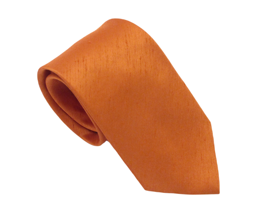 Cinnamon Orange Plain Slub Tie by Van Buck