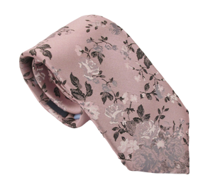 Dusty Pink Floral London Silk Tie by Van Buck