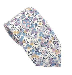 Wiltshire Bud Blue Cotton Tie Made with Liberty Fabric