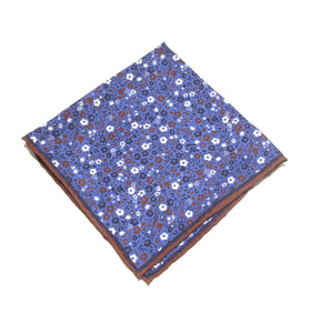 Navy Blue Floral Silk Fancy Pocket Square by Van Buck